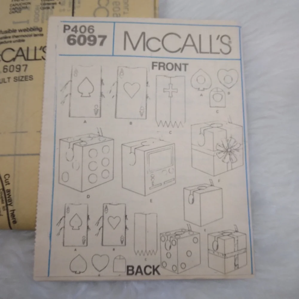 MCCALL'S 6097 Quick & Easy Kids Costumes Playing Card, Game Boy, Dice, Present